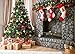 7x5 ft Christmas Photography Backdrop for Children Christmas Tree and Three Gift Socks Hang Fireplace Photo Background