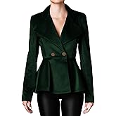 Women's Notched Lapel Vintage Office Button Front Velvet Blazer