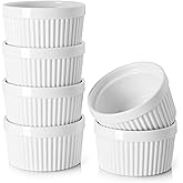DOWAN 8 oz Ramekins for Creme Brulee Porcelain Ramekins Oven Safe, Classic Style Ramekins for Baking Souffle Ramekins Bowls, 