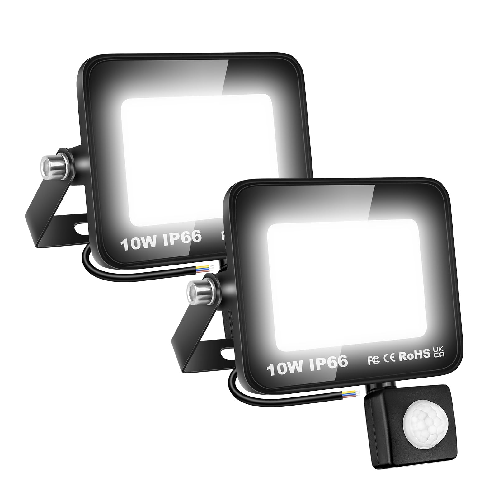 SKYWORLD 2 Pcs Security Lights Outdoor Motion Sensor, 10W 1000LM PIR Led Floodlight, IP66 Waterproof Motion Sensor Flood Light for for Garage, Garden, Patio, Backyard, 6000K Cold White