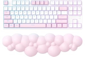 MANBASNAKE Keyboard Cloud Wrist Rest,PU High Density Memory Foam with Non-Slip Base for Typing Pain Relief,Ergonomic Keyboard Pad with Wrist Support for Home Office/Computer/Laptop/Gaming/Mac-Pink