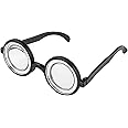Vaulted Skulls & Co Nerd Glasses | Magic Nerd Glasses | Bug Eyes Specs | Magnifying Glasses | Thick Lens | Round Bubble | Costume Prop | Black