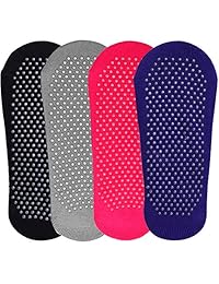 Hicdaw 4Pairs Yoga Socks for Women Non Slip Skid Socks for Pilates, Ballet, Dance, Barefoot Workout