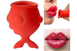 Smalibal Lip Plumper Tool, Lips Silicone Fish Shape Lip Enhancer Plumper Device, Natural Pout Mouth Tool Sexy Lip Mouth, Lip Serum Care Moisturizing, Self Suction Plumping Device for Fuller Lips Red