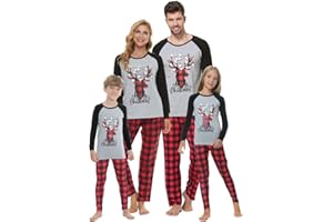 VENTELAN Family Matching Christmas Pajamas Set Holiday Santa Claus Sleepwear Xmas PJS Set for Couples and Kids