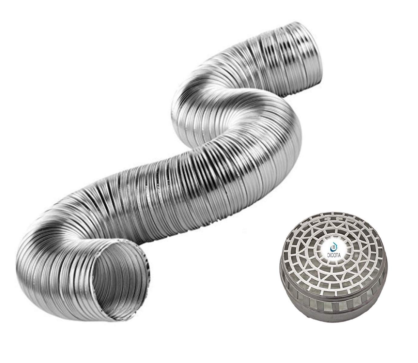 OICOTA Flexible Aluminium Chimney Exhaust Pipe Expended Up to 10 ft