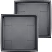 The HC Companies 14 Inch Accent Square Plastic Plant Saucer - Indoor Outdoor Plant Trays for Pots - 14"x14"x1.8", Warm Gray (