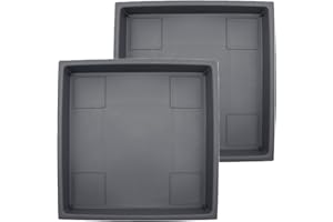 The HC Companies 14 Inch Accent Square Plastic Plant Saucer - Indoor Outdoor Plant Trays for Pots - 14"x14"x1.8", Warm Gray (