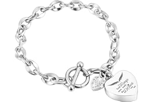 XIUDA Urn Bracelet for Ashes Cremation Bracelet Ashes Bracelet Heart Locket Holder Bangle Link Chain Women Men