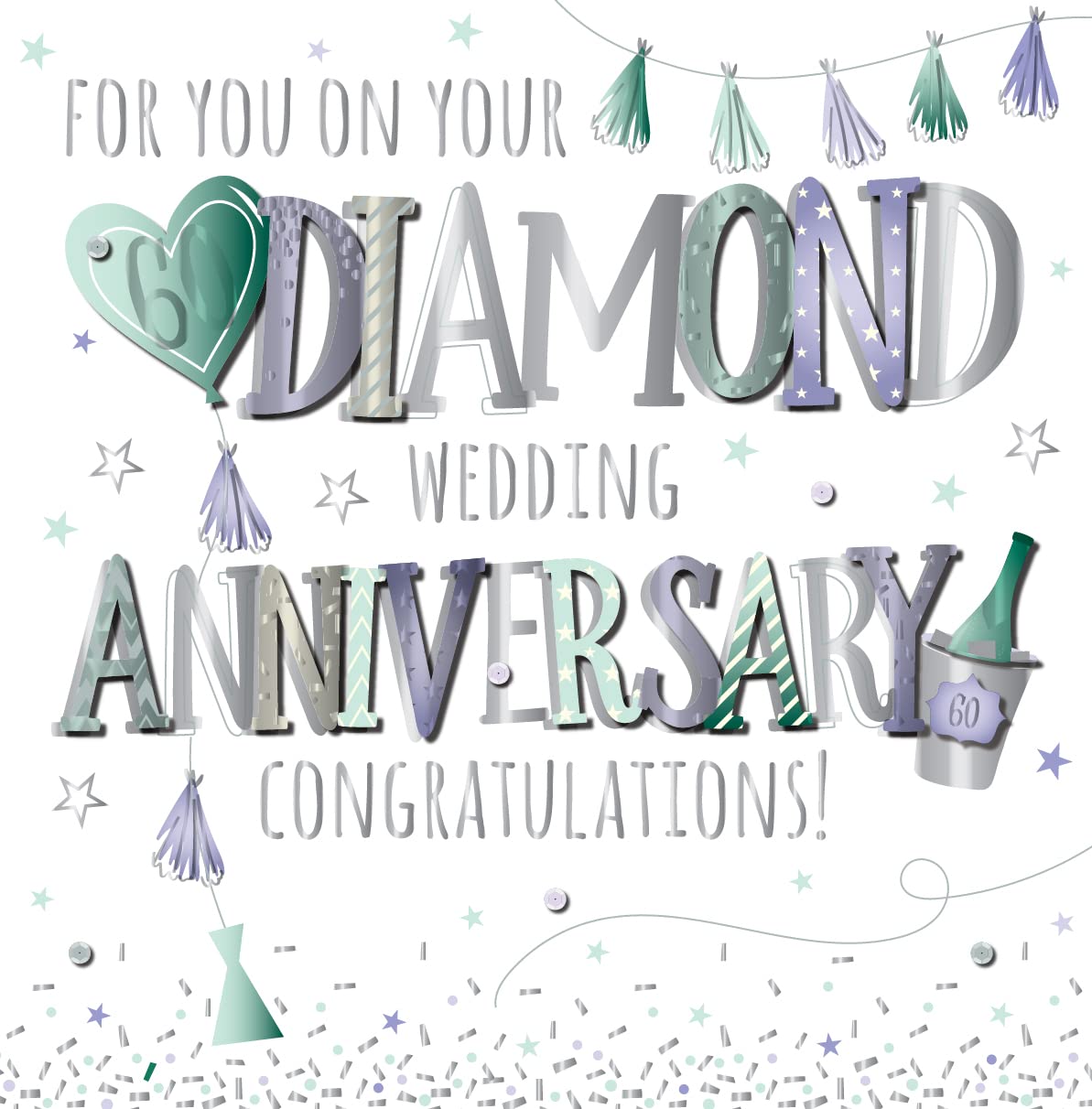 For you on your Diamond Wedding Anniversary, Congratulations Talking Pictures Large Anniversary Card - MWE60176/60