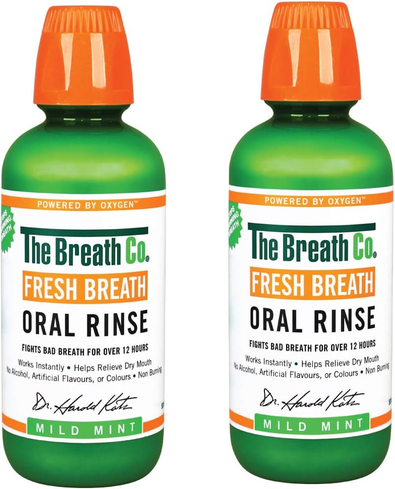 The Breath Co Fresh Breath Oral Rinse Mild Mint Duo, 2 x 500 ml, Mint, 1 kg, 500 ml (Pack of 2)