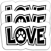 (3PCS) Love Dog Sticker Decals Pet Lovers Dog Paw Stickers, Waterproof Vinyl Decal Decor Books Laptops Tumblers Water Bottles, Size 3" x 1.7" Inches