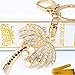 Bling Bling Crystal Rhinestone Artificial Pearls Graven 3D Cubic Coconut Palm Tree Shaped Metal Keychain Car Phone Purse Bag Decoration Holiday Gift