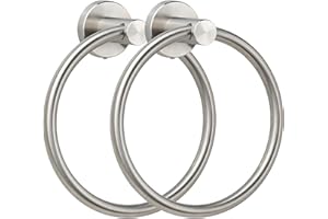 JUTOROSY Towel Ring for Bathroom Wall, Brushed Nickel Hand Towel Holder, Modern Bath Hand Towel Ring Stainless Steel Round Towel Holder for Bathroom & Kitchen
