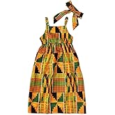 Noubeau Kids Toddler Girls African Dashiki Dress Little Girls Backless Halter Dress Ethnic Bohemia Style Summer Clothes