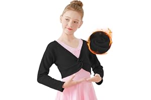 Daydance Girl's Dance Crop Tops Ballet Wrap Shrug Sweater Long Sleeve