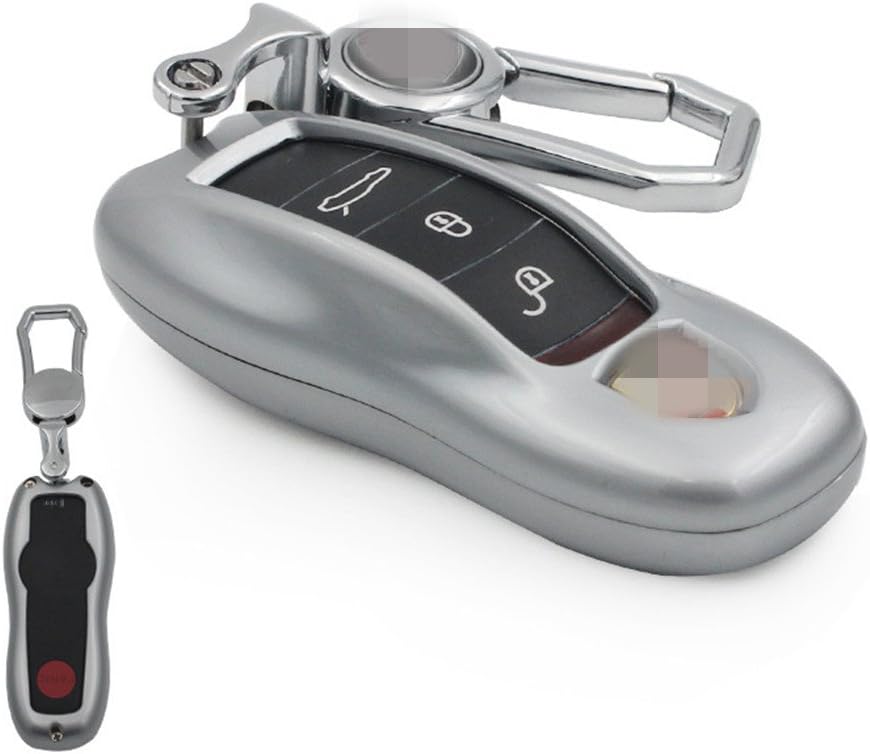 Protector Silver Alloy Smart Remote Key Case Shell Bag Holder Cover with Keychains for Porsche Cayenne Parra Meira 911boxster