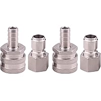 DERNORD Stainless Steel Quick Disconnect Set - Beer Brewing Connector Kit (Barb Female/FPT Male(Pack of 2))
