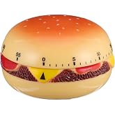 Cabilock Mechanical Kitchen Timer, Burger Shaped 60-Minute Wind Rotating Countdown Egg Reminder Loud Ring Time Management for Baking Cooking Reminder