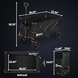 Sekey 200L Folding Trolley, Heavy-Duty Cart, All-Terrain Wheels, Black view 7