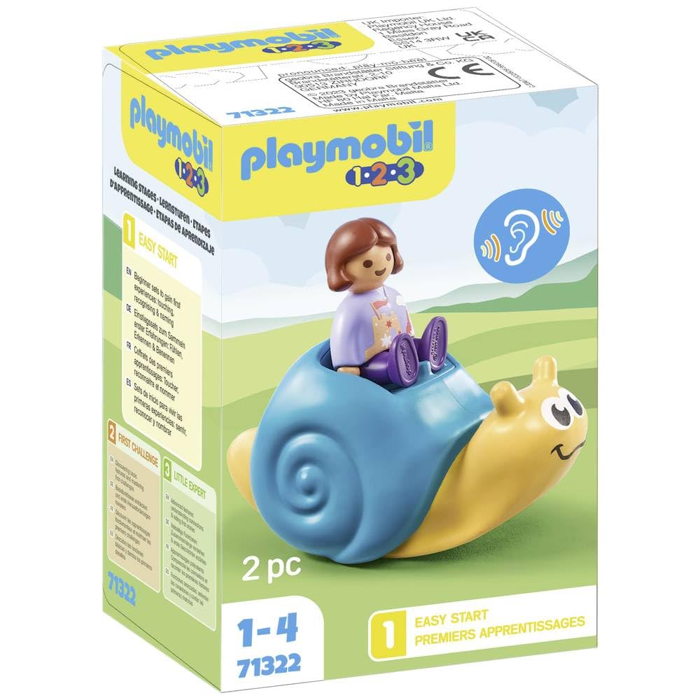 Playmobil 71322 1.2.3 Rocking Snail with Rattle Feature, Developmental early learning toys for toddlers with swinging and rattle feature, Educational toy, Suitable for children for ages 1.5+