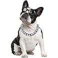 Silver Dog Chain Collar-3/4 Inch （20mm） Width Cuban Link Durable Dog Necklace, Cute Fashion Pet Collar for Pit Bulldog, Light Metal Jewelry Bold Chain Puppy Accessories (17 inch, Silver)