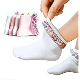 BonCotton Girls Ruffle Cotton Socks – Soft Breathable Ankle Socks for Toddlers & Little Girls, 4 Pairs