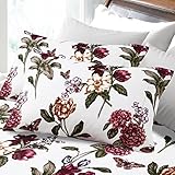 Tribeca Living 200-GSM Blossoms Printed Deep Pocket Flannel Sheet Set, Queen