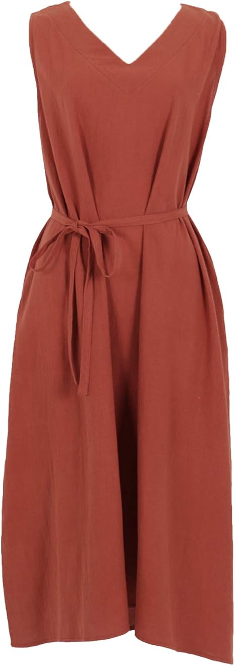 Amazon 神戸レタス 近藤千尋さんコラボ 3way リボン付き コットン100 イレギュラーヘム ワンピース E84 ワンサイズ M レンガ ワンピース チュニック 通販