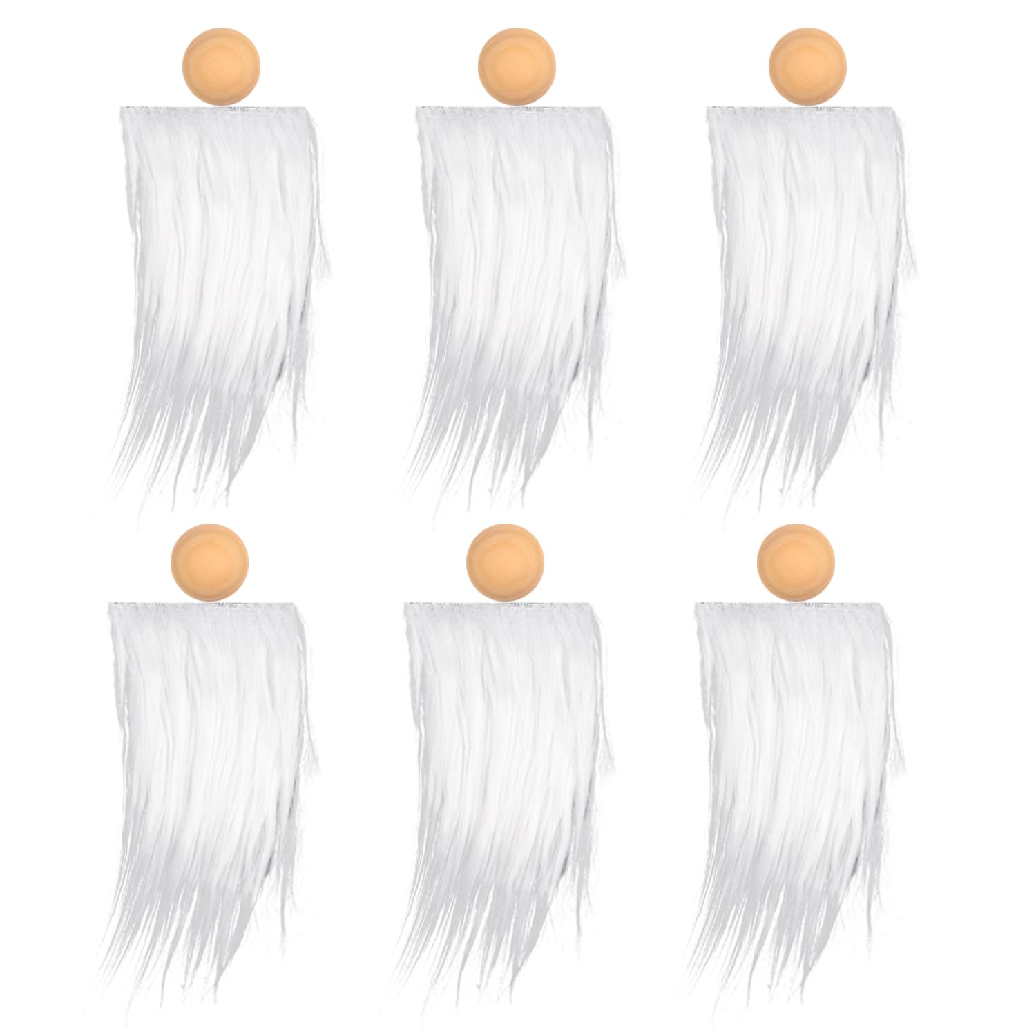 Bohue 6 PCS DIY Handmade Gnome Beard with 6 PCS Small Unfinished Wooden Balls Handmade Crafts Accessories for Christmas(White)