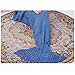AOOK Homemade® X-Large Mermaid Tail Blanket Crochet, Warm Sofa Quilt Super Soft All Seasons Sleeping Blankets,Handmade Mermaid Tail Blanket for Adults,77''x38'' 195cmX95cm (Lake Blue)