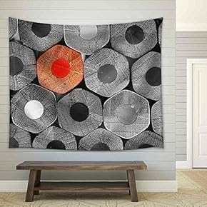 Crayons Stack Texture, Black and White - Fabric Wall Tapestry Home Decor - 51x60 inches