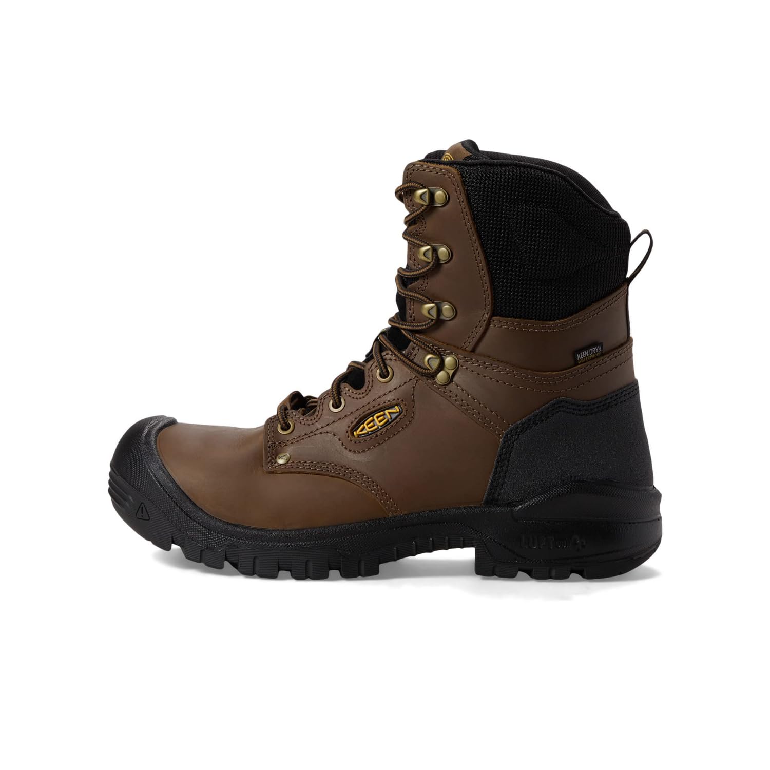 KEEN Utility Men’s Independence 8″ Leather Waterproof Composite Toe Work Boots, Dark Earth/Black, 7
