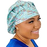 KimKaps Title Bouffant Style Surgical Nurse Scrub Hat - Beautiful Cardic Themed Scrub Cap Off and On - Style 1 Multicolored