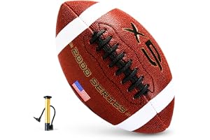 GX TOUR+ Official Size 9 Football, 2000 Series Collection, Premium Leather Construction, American Football with Ball Pump, College Regulation Size