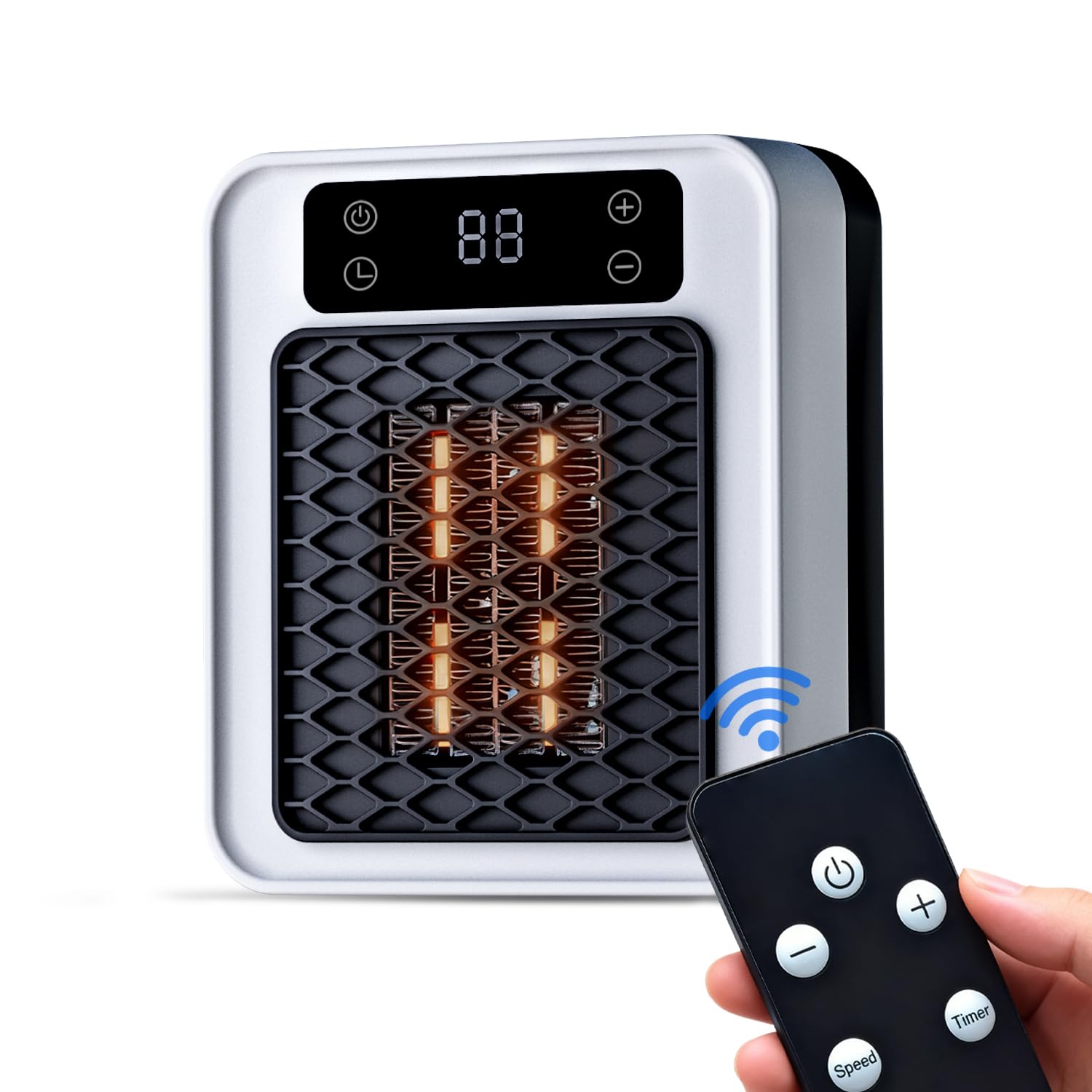 Photo 1 of Space Heater Indoor, 450W PTC Programmable portable wall heater,Remote plug in wall outlet heater with LED Display, Thermostat,Timer, Overheat Protection, Faster Heat for Home,Office,Bathroom