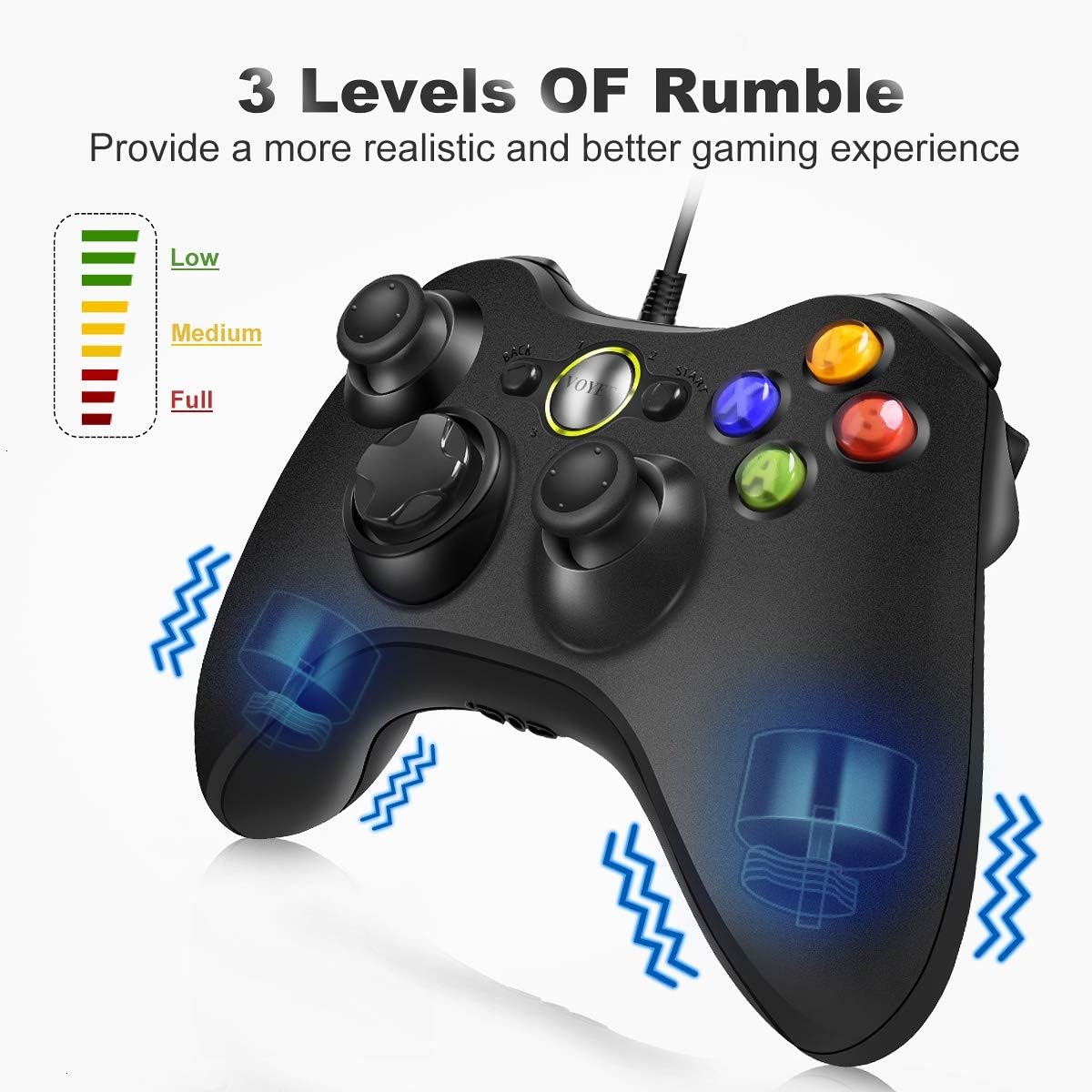 VOYEE Wired Controller for Microsoft Xbox 360 & Slim/PC Windows 10 8 7 | Upgraded (Black): Computers & Accessories