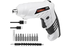 Electric Screwdriver Cordless, Goldsea Powered Screwdriver Set with 10 Magnetic Bits tool kit for college students,Portable Rechargeable Screw driver Tool Set for Dorm Home DIY(4.2v, 3.5n.m, White)