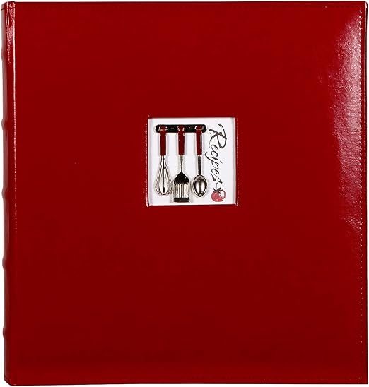 Amazon Com C R Gibson Red Leather Kitchen Recipe Keeper Binder