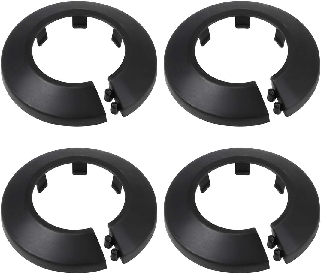 sourcing map 34-35mm Pipe Cover Decoration PP Plastic Water Pipe Escutcheon Black 4pcs, 35 mm