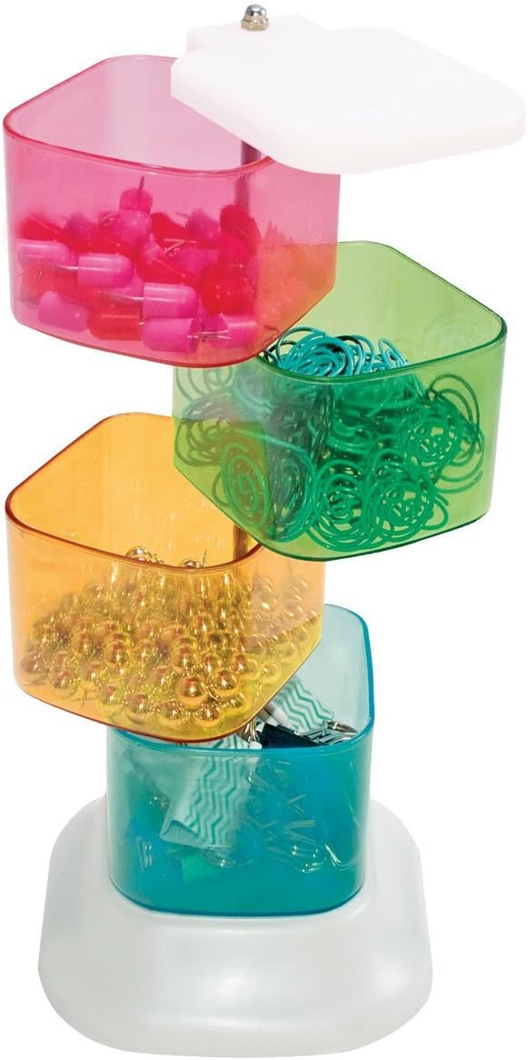 Storage Studios Trinket Tower, 4 Swivel Containers, 10.25 x 2.75 x 3.75 Inches, Multicolored, CH93395