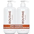Routine Wellness Anti-Thinning Shampoo and Conditioner Set for Thinning Hair - Biotin DHT Blocker Women & Men - Color Safe Shampoo for Hair Loss & Healthier Growth - Coconut & Vanilla (Pack of 2)