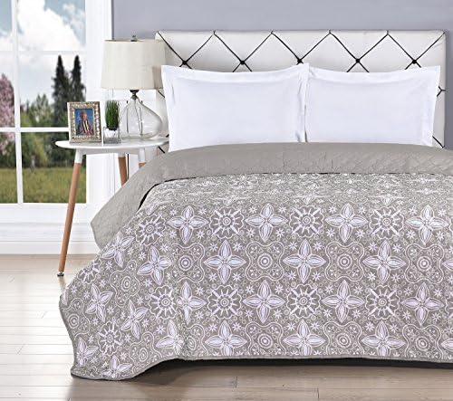 Color E Bedding Softie Reversible Quilt and Pillow Sham, Ultra Soft Washable with Luxury Pinsonic Quilting for all seasons (3 Piece Full/Queen Quilt Set, Taupe)