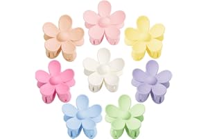 JANFUN Flower Hair Clips 8PCS, Large Claw Clips for Women Girls Thick Thin Hair, Strong Hold Nonslip Big Dasiy Jaw Clamps Matte Hair Accessories 8 Colors