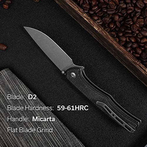 SENCUT Crowley Pocket Knife Button Lock Folding Knife for EDC, Black