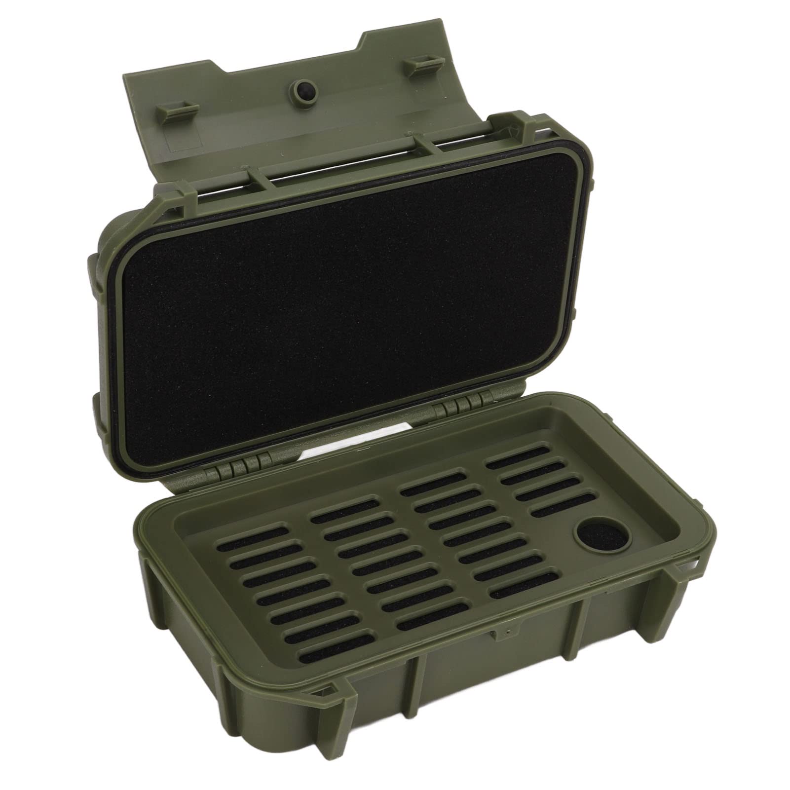Keenso Waterproof Dry Box Storage Case,Storage Toolbox for Outdoor Camping (Double-layer waterproof box, military green)