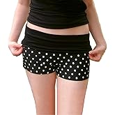 Women Fold Over Dot Shorts Summer Low Rise Floded Lounge Short Pajamas Polka Dots Print Micro Shorts Bottoms