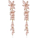 Fashion Rhinestone Statement Drop Dangle Earrings Dangling Sparkly Crystal Marquise Bridal Bridesmaid Wedding Earrings Long Chandelier Teardrop Earrings for Women Prom Party