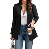 Cicy Bell Womens Business Casual Blazer Long Sleeve Open Front Notch Stand Collar Blazer Work Office Jacket Suit