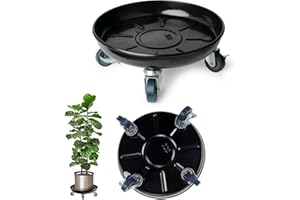 Tadpolebaby Heavy-Duty Plant Caddy with Wheels 12 Inch, 360° Lockable Caster,Outdoor Rolling Plant Dolly That is Not Easily Rusted, Indoor Metal Plant Cart with Rollers, Plant Pot Trolley, Black 2Pack